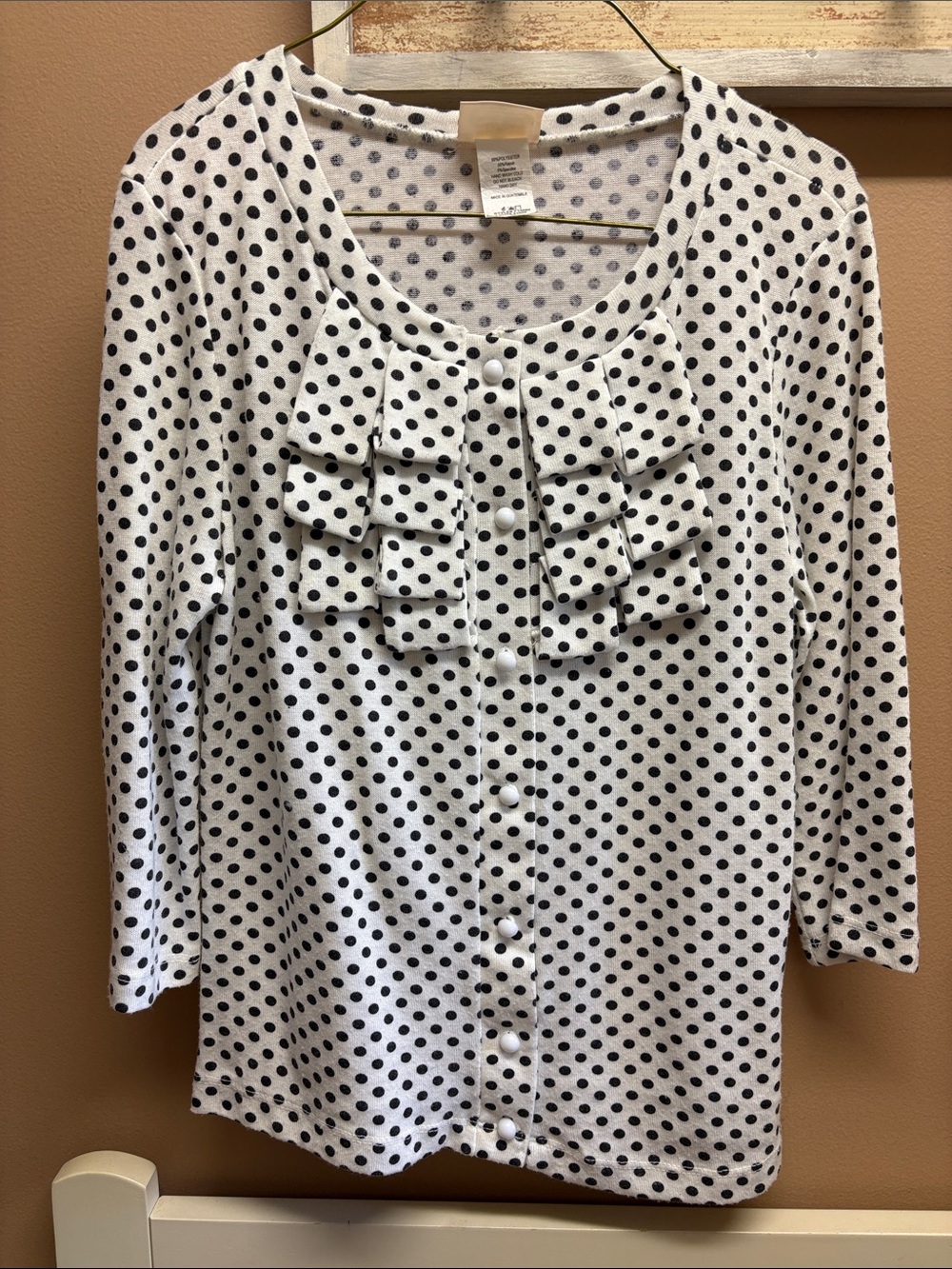 Polka Dot Ruffle Front - White/Black